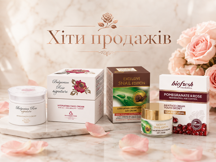Хіти продажів Rosaline: популярні косметичні засоби для зволоження, відновлення та догляду за шкірою.
