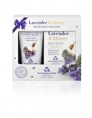 Подарунковий набір Lavender & Honey Bulgarian Rose: крем для обличчя і рук, 2×50 мл