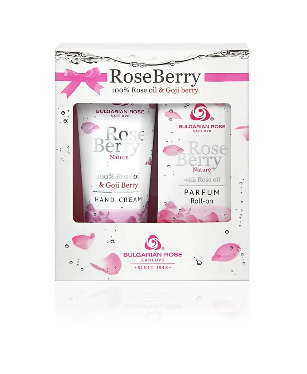 Подарунковий набір Rose Berry Nature від Bulgarian Rose: парфуми рол-он 9 мл і крем для рук 75 мл