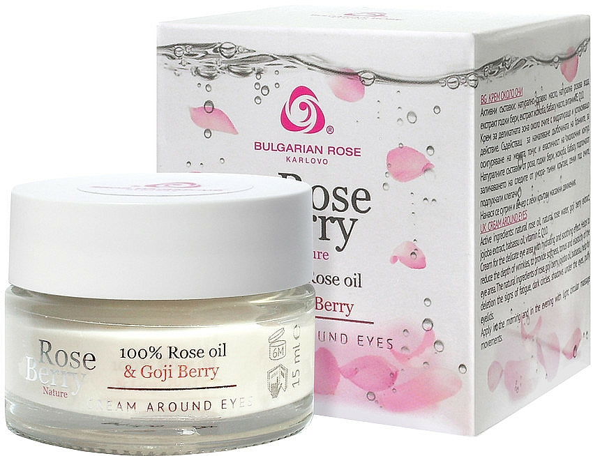 Крем для шкіри навколо очей Rose Berry Nature з трояндовою олією та ягодами годжі від Bulgarian Rose 15 мл