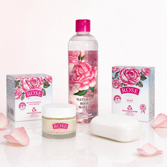 Подарунковий набір Rose Original Q10: трояндова вода, крем і мило від Bulgarian Rose